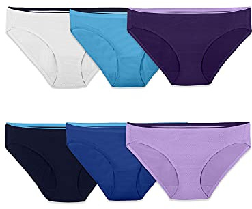 Fruit Of The Loom Womens Breathable Underwear, Moisture Wicking Keeps You Cool & Comfortable, Available Plus Size Bikini Style, Micro Mesh - Bikini - 6 Pack - Colors May Vary, 6 US