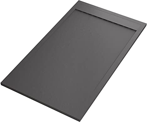 Duschwanne aus dunkelgrauem PRESTIGE-Marmorharz-Steinzement - 90x100