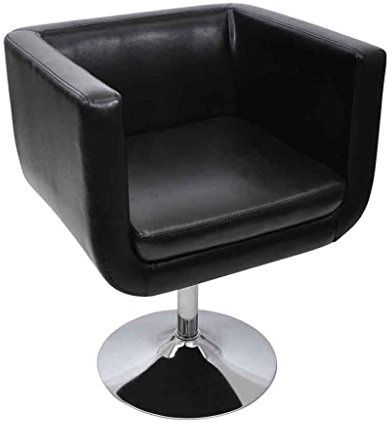 yorten Loungesessel Clubsessel Cocktailsessel aus Kunstleder Höhenverstellbar und Drehbar 63 x 59 x (66,5-75,5) cm (L x B x H) Schwarz