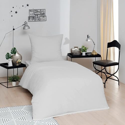 Brielle Bettwäsche aus 100% Baumwolle 135 x 200 cm - Bettwäsche-Set Renforce Weiß, hohe Qualität, weich, einfarbig mit Öko-Tex-Zertifizierung