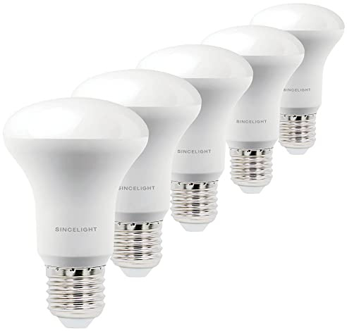 SINCELIGHT LED R63 Reflektorlampe Glühbirne, mit E27/ES-Sockel, nicht dimmbar, 750 Lumen Ersetzt 50 Watt Halogenlampen, 120° Ausstrahlungswinkel, Kaltweiß - 6000 Kelvin, 5er-Pack