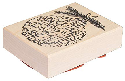 Rayher Stempel Holz Weihnachtsglück, 6 x 8 cm, Holzstempel Weihnachten, zum Gestalten von Karten, Umschlägen, Geschenken, Butterer Stempel, 29219000, Weiß