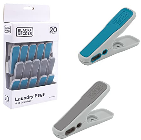 BLACK+DECKER BXLP0001GB 20-pack pinnar, 2 färger, inomhus/utomhusbruk, inre och yttre grepp, blå och grå, 1 storlek