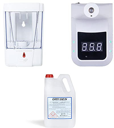 Termometro digitale + dispenser automatico + tanica di gel | Termometro infrarossi professionale | Dispenser gel igienizzante mani