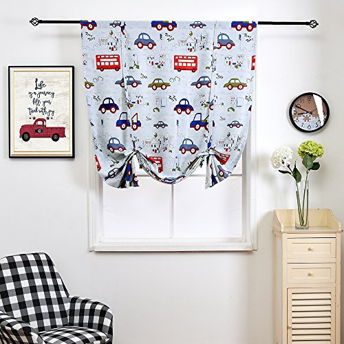 Lsimeru Raffrollo Blickdicht 140cm Breit Kinderzimmer Junge mit Autos Muster Raffgardine Scheibengardine Bistrogardine Gardine Kinder Baby Kleines Fenstergardine