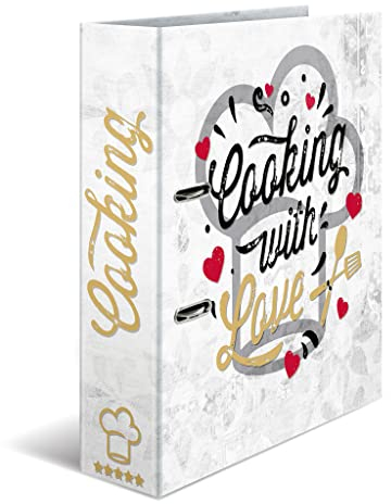 HERMA 19669 Rezeptordner A4 zum Selberschreiben Cooking with Love, 7 cm breit, Rezeptbuch mit Register zum Abheften, Motiv Ringbuch mit Innendruck für Küche & Haushalt für Kochrezepte