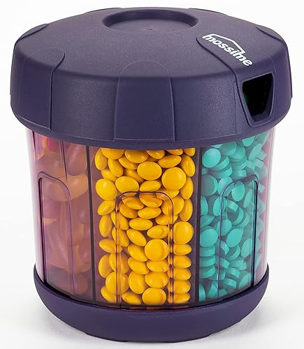 Mossime Pillendose Monat Ergänzung Tablettenbox 7 Tage Große Fächer,XL Extra Groß Tabletten Organizer PU Weicher Deckel,leicht zu öffnende Medikamentenbox, Aufbewahrung Medikamente Teiler(Violett)