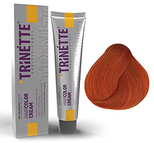 Trinette Professionelle No 8.44 Intensiv Ljusblond Koppar Permanent Hårfärg Kräm 100 ml – Intensiva Kopparresultat, Lysande Röda Toner, Hög Täckning, Långvarig Salongskvalitet