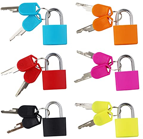 Serrature per valigie con chiavi, confezione da 6 piccoli lucchetti colorati per bagagli, armadietti, bagagli, scuola, schedari, palestra