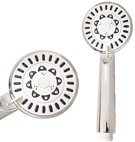 Duschkopf für Badezimmer | fester Strahl | mit Chrom-Finish | Entkalker | Monogett | Maße 22 cm | Durchmesser 10 cm | Artikel 16021