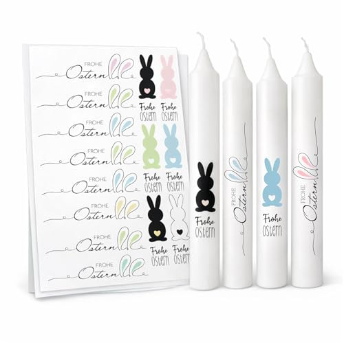 Kerzen Tattoofolie Ostern Osterhase – Kerzensticker Frohe Ostern – Wasserschiebefolie für Kerzen & Keramik DIN A4 – DIY Osterdeko & Geschenkidee