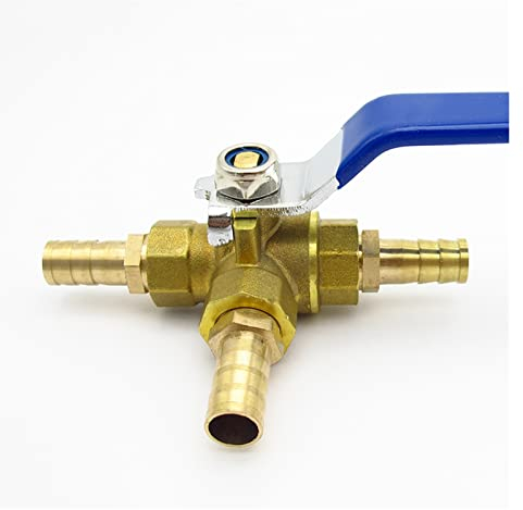 Ventil-Wasserschlauchteile, Anschluss mit Absperrung, Ventil-Schlauchtülle, voller Anschluss, L-Anschluss, Drei-Wege-Messing-Kugelhahnanschluss for Wasser, Öl, Luft, Gas (Spezifikation: 19 mm Außendur