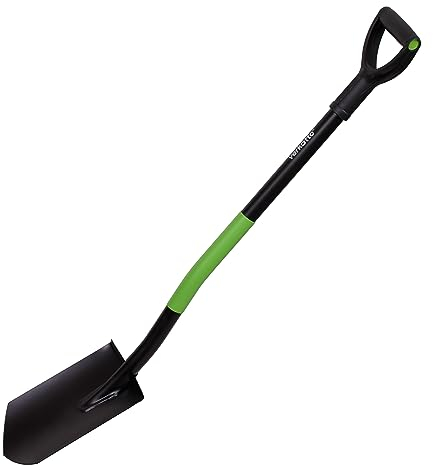 Mivos Ergonomic Spitzspaten aus Gehärtetem Stahl - 110 cm - Gärtnerspaten mit Ergonomischem Stiel und D-Griff - Grabspaten mit Spitzblatt und Breite Trittkante - Made in EU