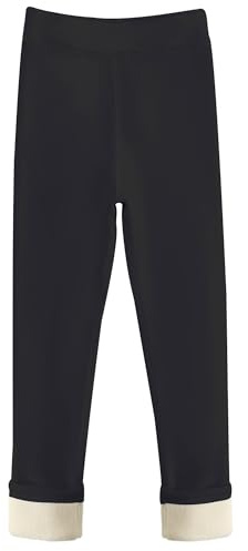 Maeau 1/2-pack varma leggings för flickor, barn, vinterbyxor, fleecefodrade tjocka byxor, termobyxor, bomullsleggings, fodrade höst, 100–150 cm, En svart, 100