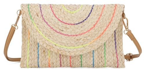 SUKUTU Straw Shoulder Bag for Women Woven Purse Beach Envelope Clutch Straw Wallet Crossbody Bag