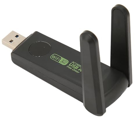 Adaptador de Tarjeta de Red Inalámbrica, Adaptador WiFi USB 3.0 de Banda Dual 1300Mbps 2.4G 5G de 1300Mbps, Antena Dual de Alta Ganancia, Diseño de Disipador de Calor,