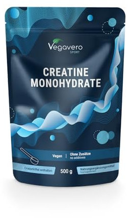Creatin Monohydrat Pulver 500 g | Vegan | Optimale Löslichkeit | Laborgeprüft | Hochdosiertes Kreatin für Energie und Muskelkraft | 147 Portionen | Deutsche Produktion von Vegavero