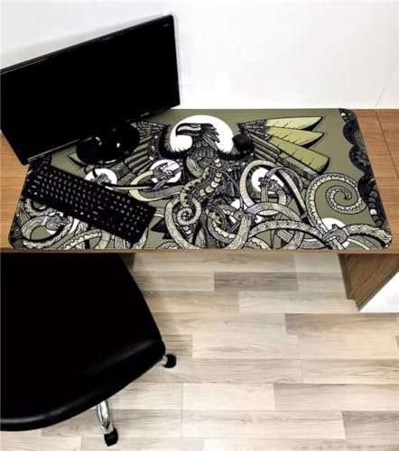 Mauspad XXL Mauspad Gaming 600x300x2mm, Mousepad XL mit Vernähte Kanten, rutschfeste Schreibtischunterlage Große für Verbessert Präzision (Adler Schlange Tiere)