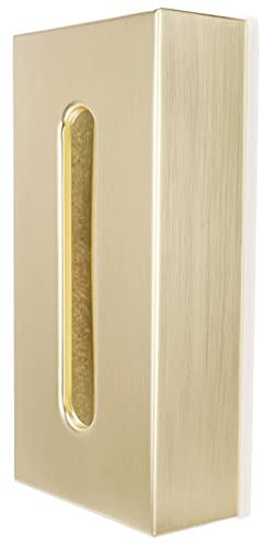 Tbest Caja de Pañuelos, Caja de Pañuelos Tive Recular 304 Acero Inoxidable Servilletero Porta Papel Contenedor Dorado