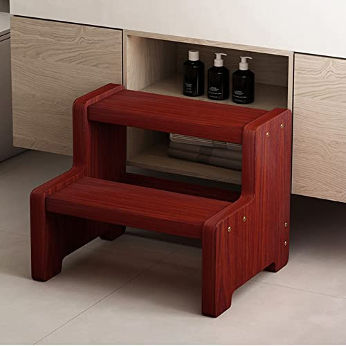 Escabeau à 2 marches en bois massif pour la maison escalade activités avec grande taille 35 x 70 cm Couleur C