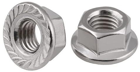 Dado flangiato M3-M16 Dado in acciaio inossidabile 304 Tappo a vite esagonale antiscivolo con cuscinetto controdente fine Dado anti allentato(201 stainless steel,M16(10PCS))