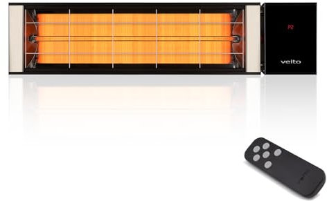VEITO Nevada – Stufa in carbonio – Riscaldamento a infrarossi – Montaggio a parete o a soffitto – Elettrico – Resistente alle intemperie IP55 – Riscaldamento per terrazza con telecomando – 2500 W