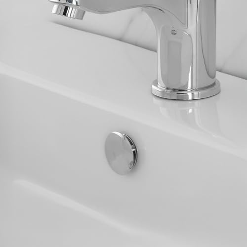 Tappo Copriforo Universale Per Troppo Pieno Lavabi E Bidet Aventi Circonferenza 24 O 28 Mm, In Ottone Con Ghiera Cromata Dal Design Moderno