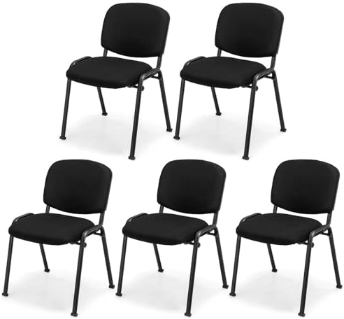 SFAREST Set of 2/4/5/10 Reception Chairs, Stackable Guest Chairs with Upholstered Back & Seat, Ergonomic Office Conference Room Seating for Waiting Room, Meeting Room, Reception (5 pcs)