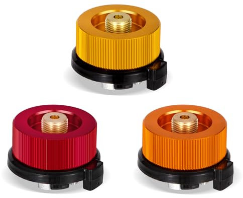 Yesaler Adattatore per Cartuccia a Gas 3 Pezzi Adattatore per Fornello da Campeggio per Picnic All'Aperto Oro Arancione Rosso