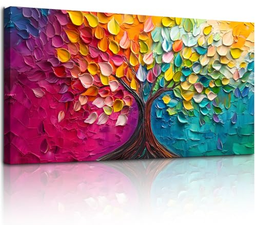 MHARTK66 Asthetische Bilder Wohnzimmer Baum des Lebens Gemälde 75x150 cm | detailreicher hd-druck, unkompliziertes aufhängen, rasche montage, variabel einsetzbar und ideal als schöne geschenkidee