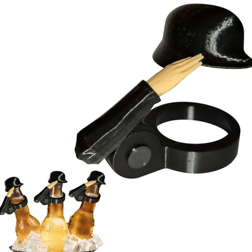 Bierflaschenhelm mit Soldatengruß, Bierflaschen Helm Flaschenverschluss, lustiger und einzigartiger Anti-Flaschenverschluss im Militärgruß-Design, WiederverwendbarerFlaschenverschluss (1P Schwarz)