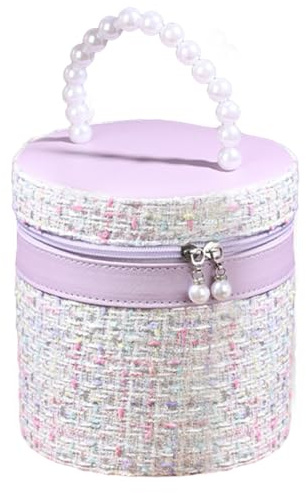 Trousse De Maquillage Ronde, Trousse De Maquillage Ronde avec Miroir | Sac Organisateur Cosmétique,Sac À Cosmétiques pour Femmes, Pochette De Maquillage À Seau Rond Étanche, De Rangement De Lavage