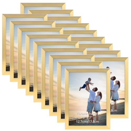 EYMPEU Bilderrahmen 13x18 cm 18er-Set, für Wand und Tisch, geeignet für den Einsatz in Büros und Wohnungen, Gold
