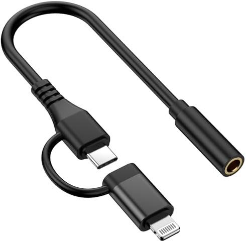 Lightning to 3.5 mm Headphone Jack Adapter,[MFi Certified] iPhone Headphones Aux Dongle + USB Type C to 3.5mm Jack Female Adapter for iPhone 17 Air 16 15 14 13 Pro Max 12 11 XS XR 8 Samsung S25 S24