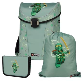 LEGO® NINJAGO® Schulranzen Jungen 1. Klasse Spinjitzu Master – 3-teiliges Easy Light Schulranzen Set mit Rucksack, Federmäppchen Junge & Turnbeutel – leicht & reflektierend
