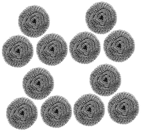 OUNONA 12 Piezas Estropajos de Acero para Cocina Esponjas Metálicas Resistentes para Limpieza Potente de Ollas Parrillas y Horno Duraderos y Cómodos de Usar