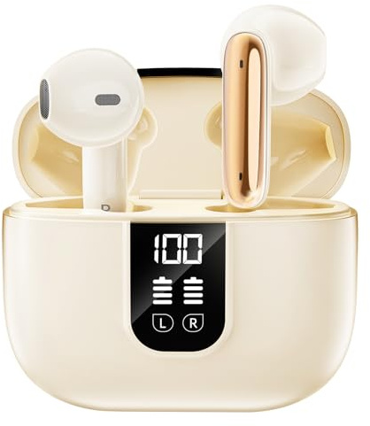 Bluetooth Kopfhörer, Kopfhörer Kabellos Bluetooth 5.4, In Ear Kopfhörer mit 6 Mic, ENC Noise Cancelling, Earbuds Tiefer Bass, Leicht/35 Std. /IP7 Wasserabweisend/LED-Anzeige, Ohrhörer für den Alltag