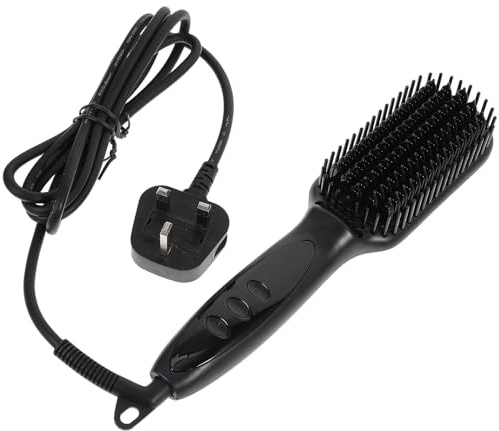 Angoily Peigne Lisseur Barbe Homme Multifonction Noir 6 Réglages, Matériau Abs et Céramique, pour Coiffage Précis Barbe Cheveux Bouclés