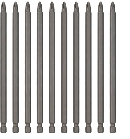 UrbanHui 10 punte magnetiche per cacciavite PH2 da 150 mm, punte lunghe per trapano a croce con gambo esagonale da 6,35 mm, punte per trapano elettrico e utensili manuali