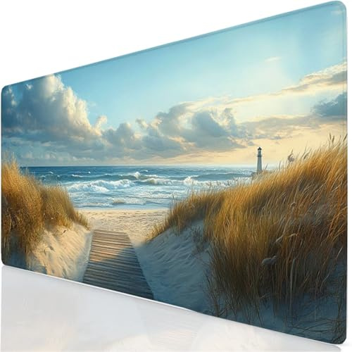 Gaming Mauspad Meer Mauspad XXL 60x30cm Mousepad Strand Schreibtischunterlage mit Anti Rutsch Basis Mouse Pad, Wasserdicht und rutschfest Desk Mat für Tastatur und Maus, Laptop & PC, Geschenke YG-876