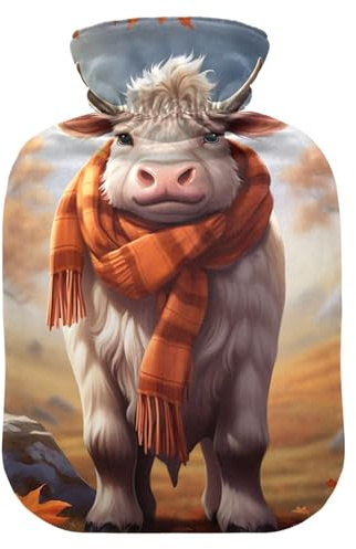 Young Cow - Botellas de agua caliente de otoño con cubierta suave, bolsa de agua caliente para cuello, hombros y calambres menstruales, tamaño pequeño