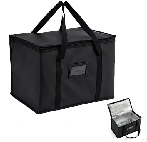 SKIKHN 70L Food Delivery Bag, Soft Cooler Bag, Insulated Cooler Bag, Waterproof delivery bags for hot food, Reusable Thermal Bag for Hot & Cold Food, for Outdoor Camping, Picnics, BBQ, Shopping(Black)