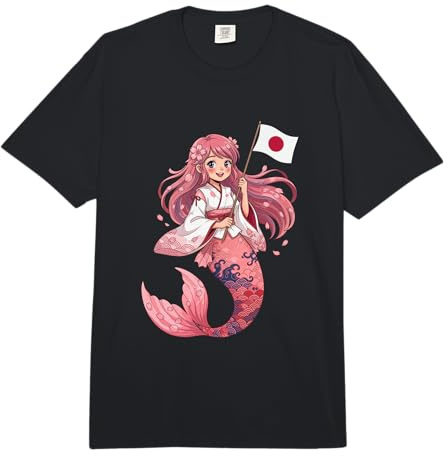 Princesa Japonesa de Sirena Sakura – Bonito Recuerdo de la Bandera de Japón Comfort Colors Adult Heavyweight T-Shirt