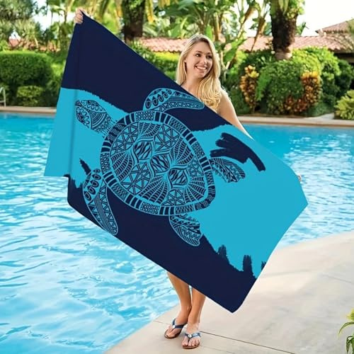 Hoxfly Serviette de Plage XXL 180x80 cm, Serviette Microfibre Plage Anti Sable et Sechage Rapide, Grand Drap de Bain Leger et Compact pour Voyage, Piscine, Yoga et Natte de Plage Adulte(Turtle)
