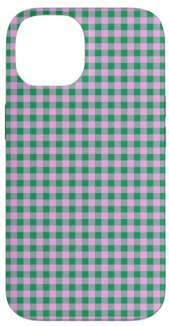 Custodia per iPhone 14 Verde Rosa Mini Gingham Carino Piccolo Check Cottagecore Preppy