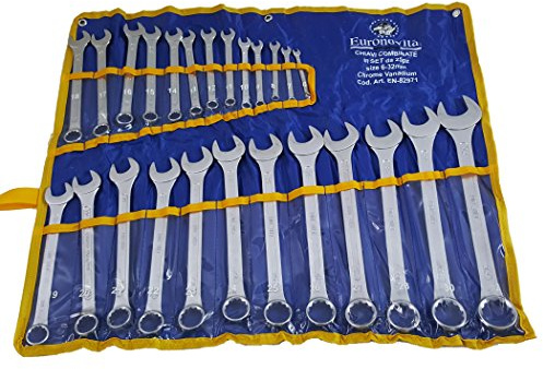 CHIAVI INGLESI COMBINATE CHROME VANADIUM TESTA LUCIDA 25PZ 6-32MM IN FODERO SET CHIAVI COMBINATE EN-82971