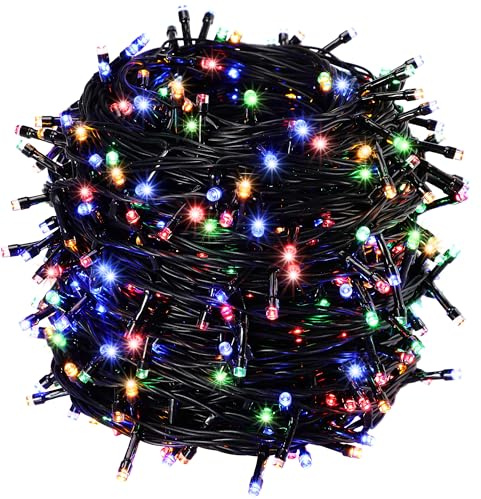 Deuba® Lichterkette 700 LED Außen 8 Leuchtmodi Innen IP44 Wetterfest mit Netzteil Mehrfarbig 14 m Weihnachten Weihnachtsbaum Weihnachtsbeleuchtung Bunt