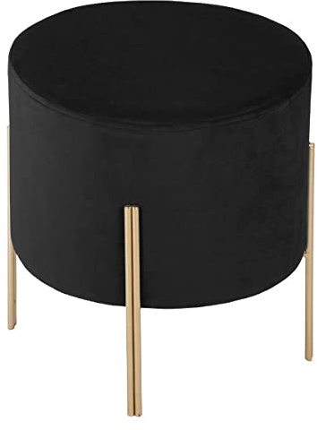 Atmosphera - Tabouret d'appoint Living Noir en Velours