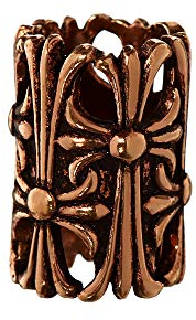 NKlaus SET 2x Mittelalter Bartperle CERCEY Ritter Kreuz Bronze Lockenperle 40509