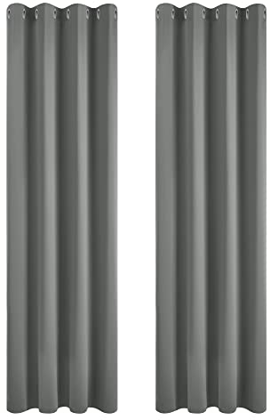 Deconovo Thermal Insulated Eyelet Blackout Curtains Room Darkening Curtains for Living room 55x79 Inch Two Panels Light Grey